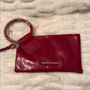 Elegant Red Leather Wristlet